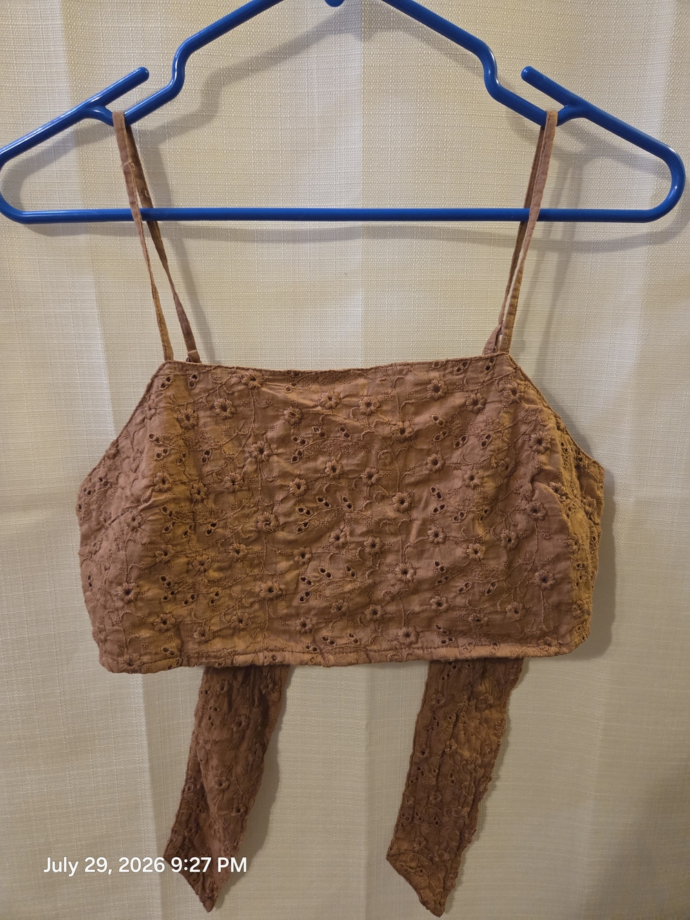 American Eagle Brown Eyelet Lace Crop Top